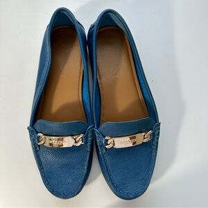Coach Olive Blue Flats with Gold Accent